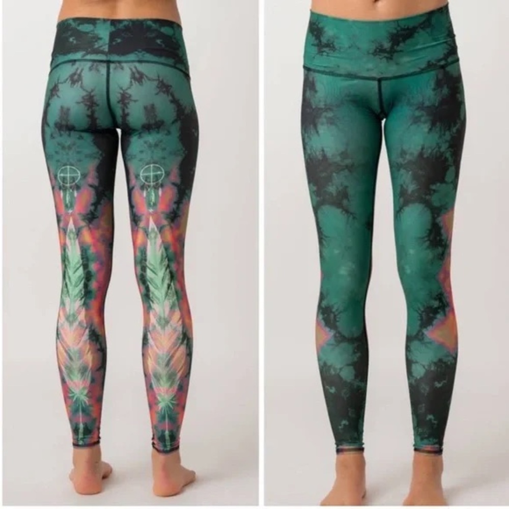 Teeki green feather leggings